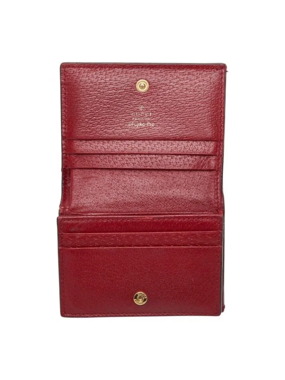 Gucci Mini GG Supreme Doraemon Bifold Wallet Beige Wine Red Leather - Picture 7 of 10